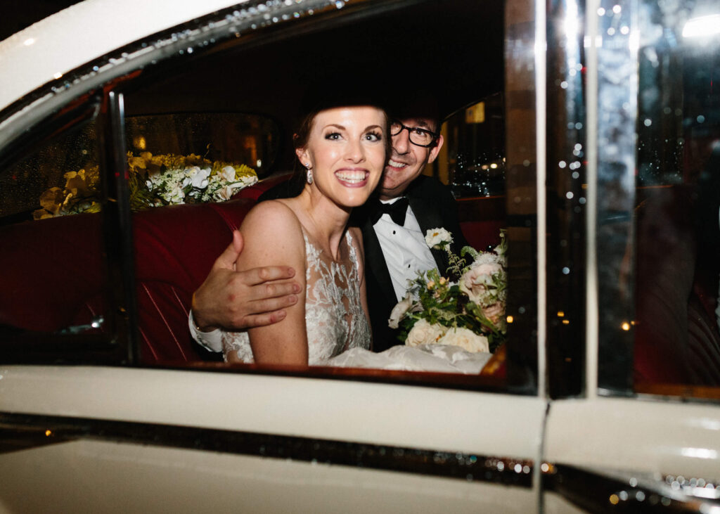 Classic Getaway Car at a wedding at the Florentine in Birmingham, AL