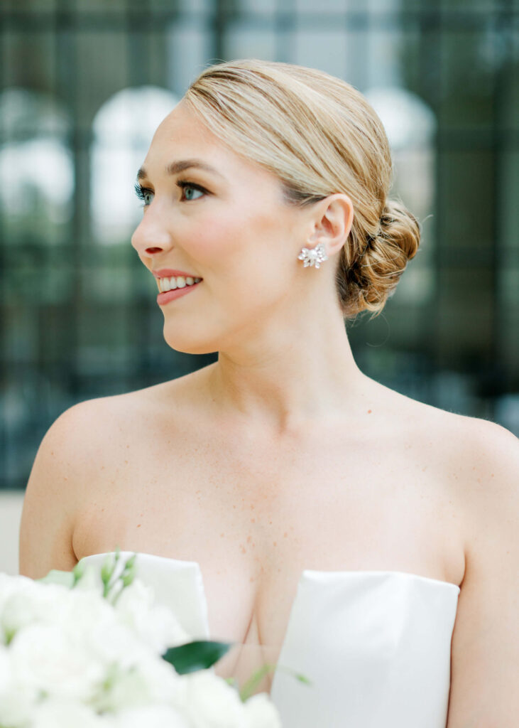 Watters dress with bow detail at a TJ Tower Wedding from a Birmingham AL wedding photographer
