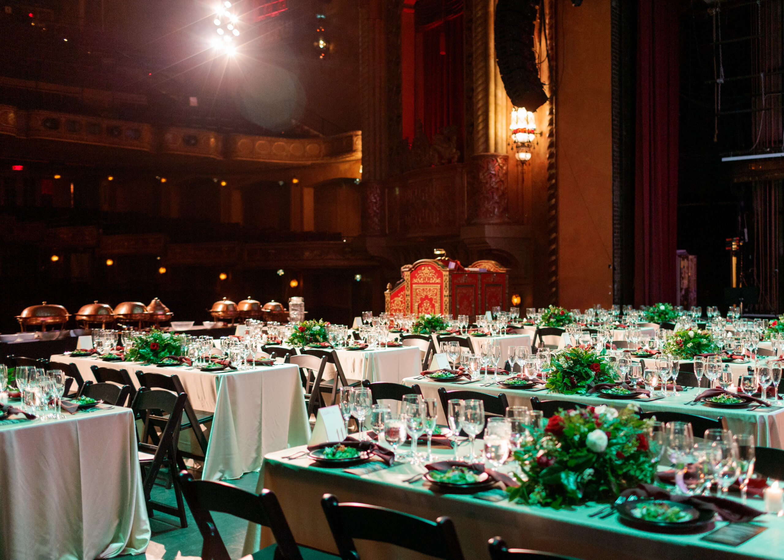 Rehearsal dinner on the stage at The Alabama Theatre