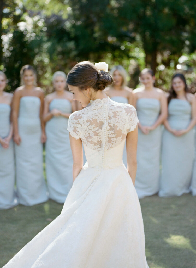 Bridesmaids first look for a St. Paul's Cathedral wedding, from a Birmingham, al wedding photographer