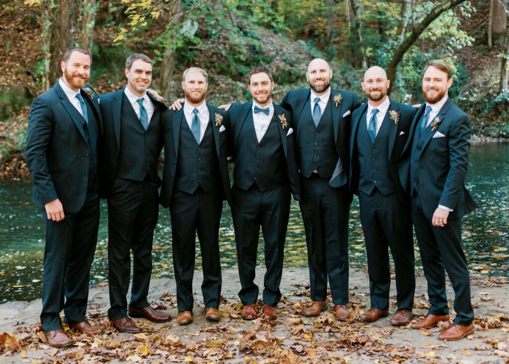 Groomsmen photos at a  Swann Lake Stables Wedding from Birmingham, AL wedding photographer