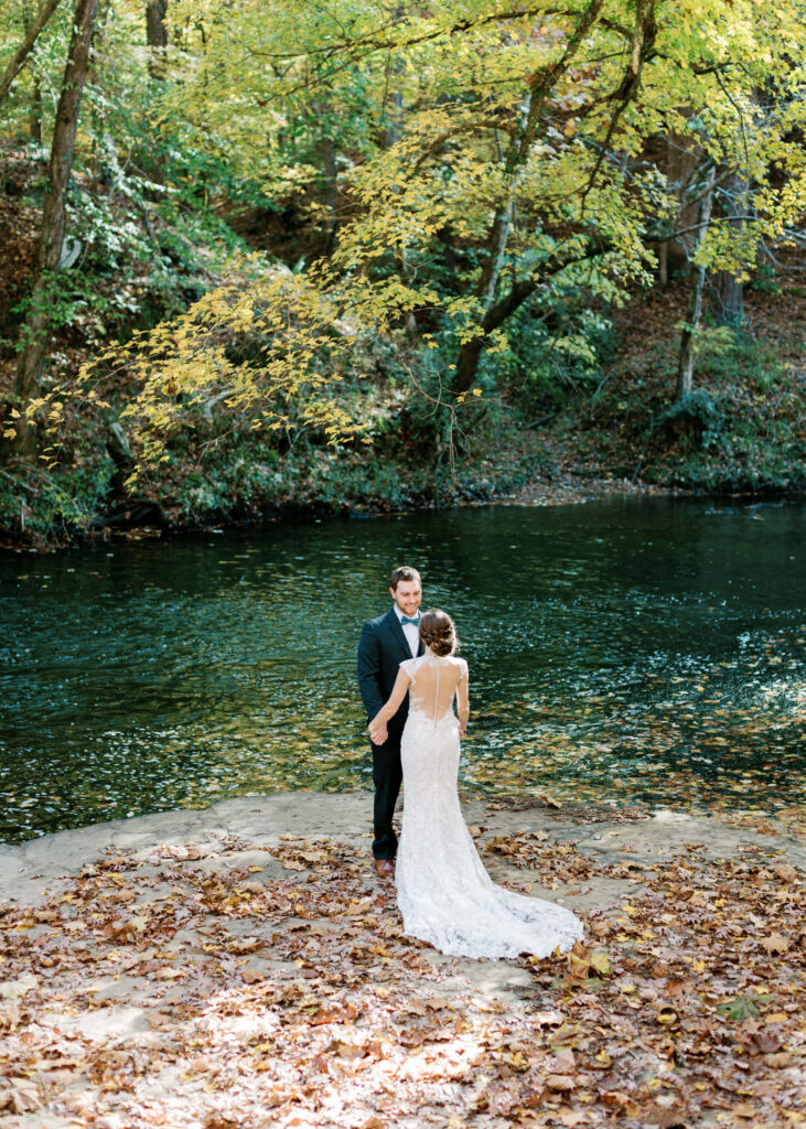 First Look by the Cahaba River at a Swann Lake Stables Wedding