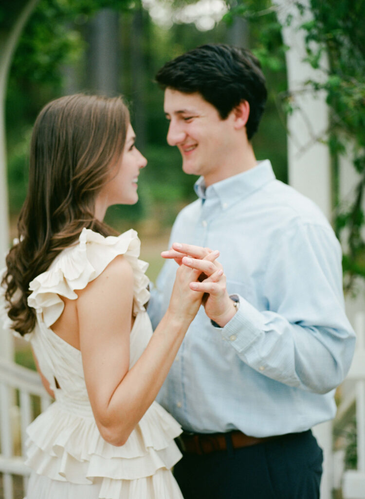 Ulla Johnson dress at a Birmingham Botanical Gardens engagement session