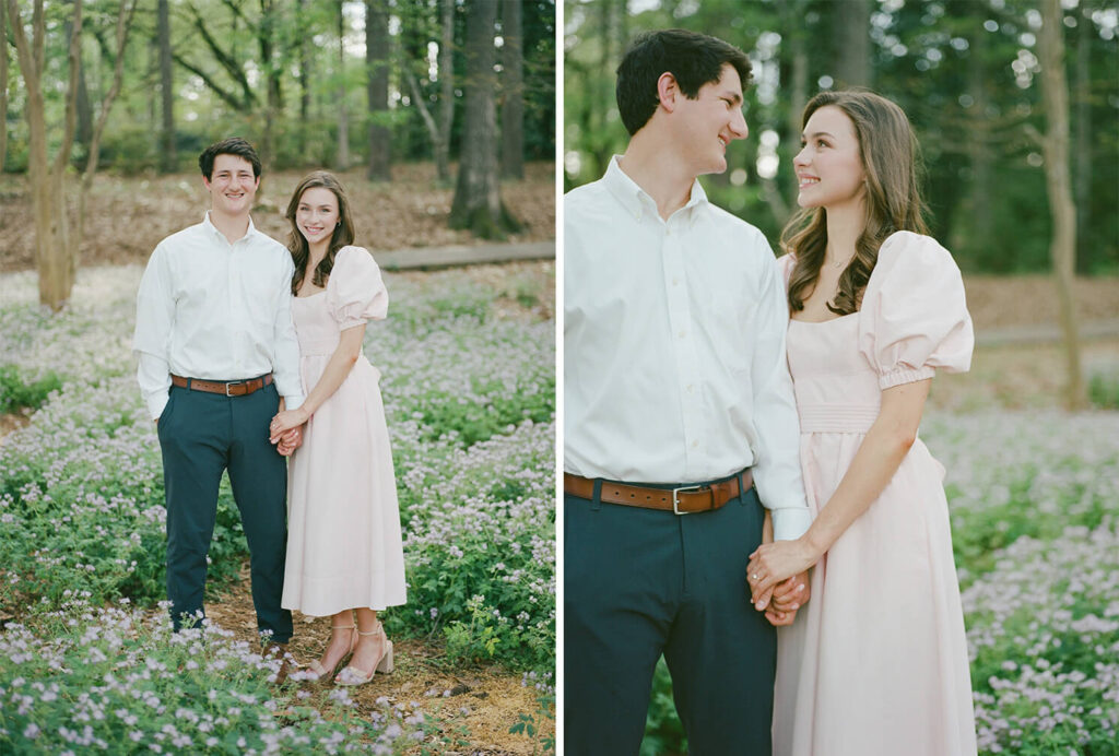 Self Portrait dress at a Birmingham Botanical Gardens engagement session