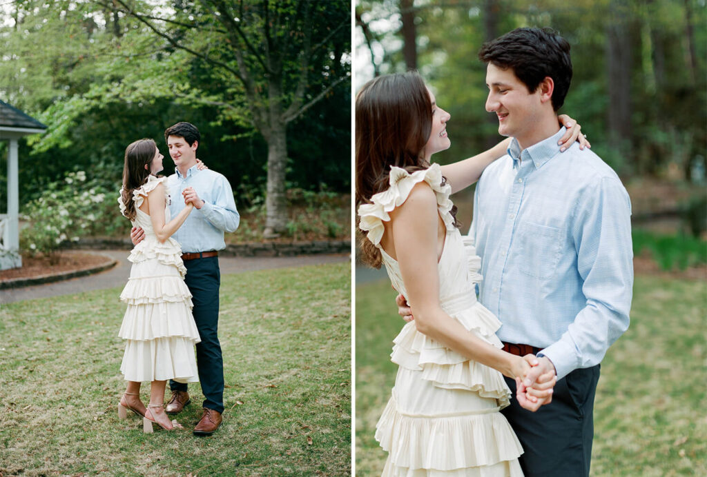 Ulla Johnson dress at a Birmingham Botanical Gardens engagement session