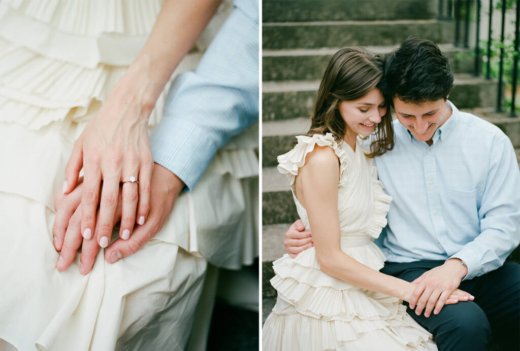 Ulla Johnson dress at a Birmingham Botanical Gardens engagement session