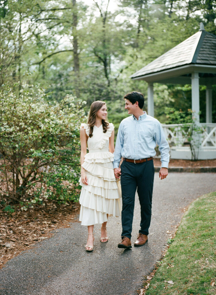 Ulla Johnson dress at a Birmingham Botanical Gardens engagement session