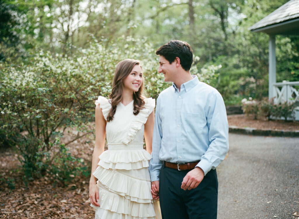 Ulla Johnson dress at a Birmingham Botanical Gardens engagement session