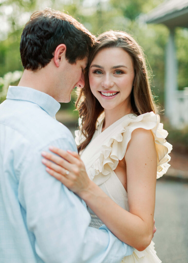 Ulla Johnson dress at a Birmingham Botanical Gardens engagement session