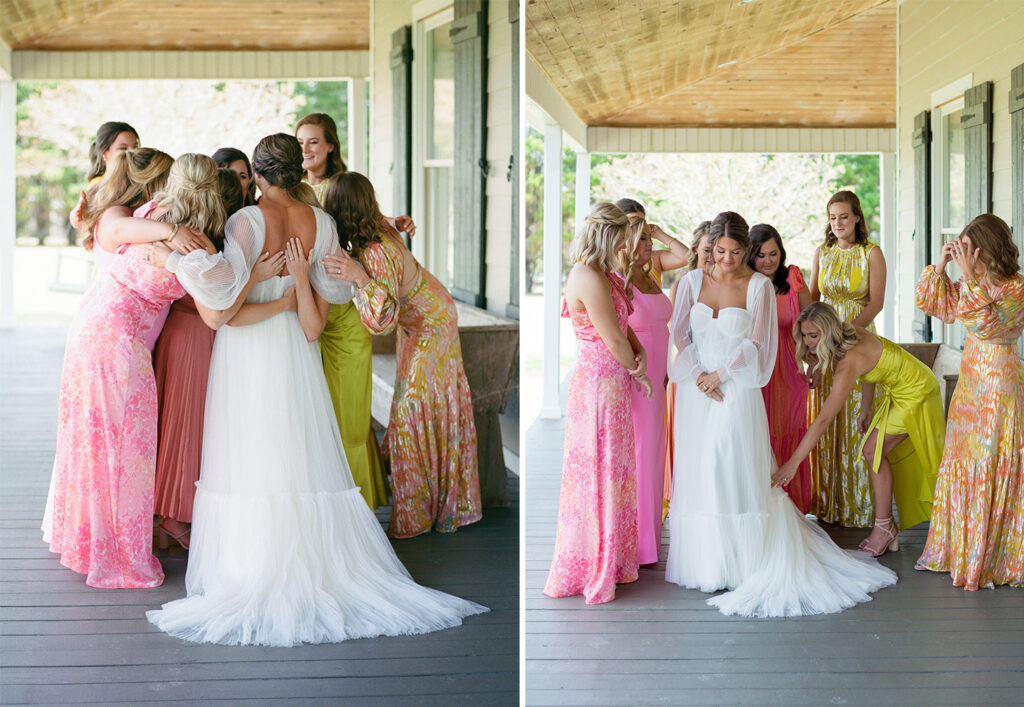 Colorful bridesmaid dresses at a Private Estate wedding in Pike Road, Alabama