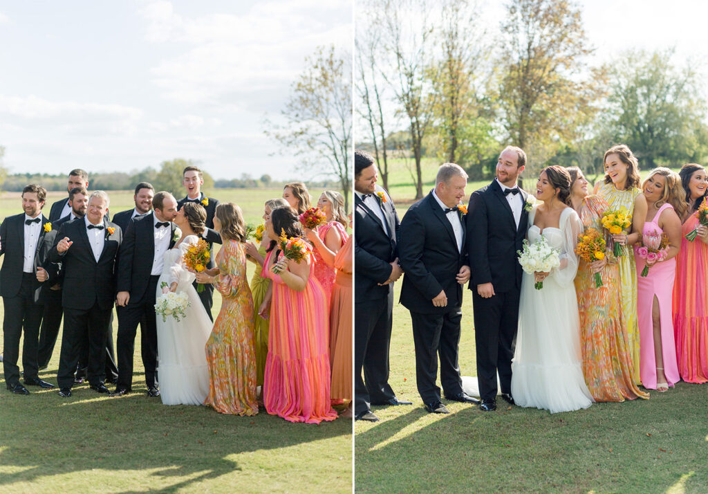 Colorful bridesmaid dresses at a Private Estate wedding in Pike Road, Alabama