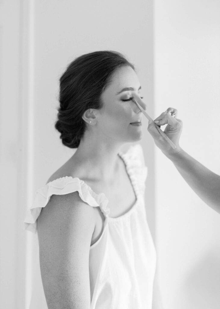 Bride getting ready at a St. Luke's Episcopal wedding in Birmingham, AL