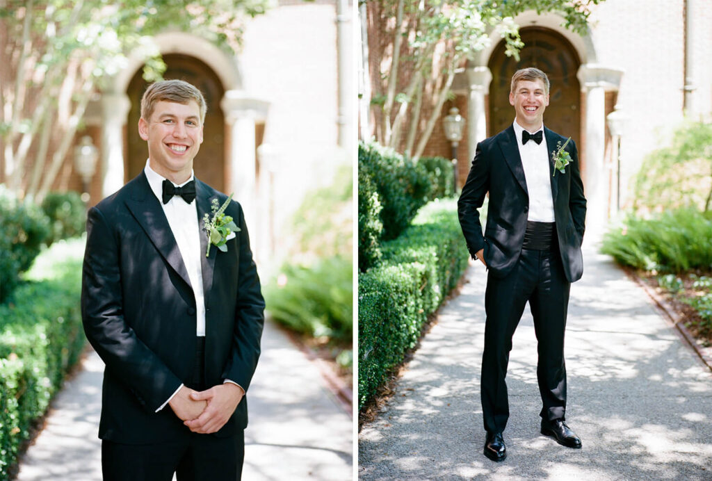 Groom Portraits at a St. Luke's Episcopal wedding in Birmingham, AL