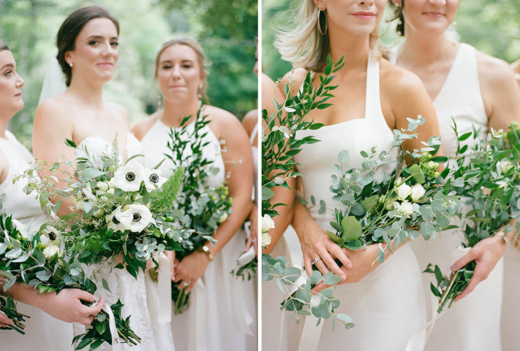 White bridesmaid dresses at a St. Luke's Episcopal wedding in Birmingham, AL