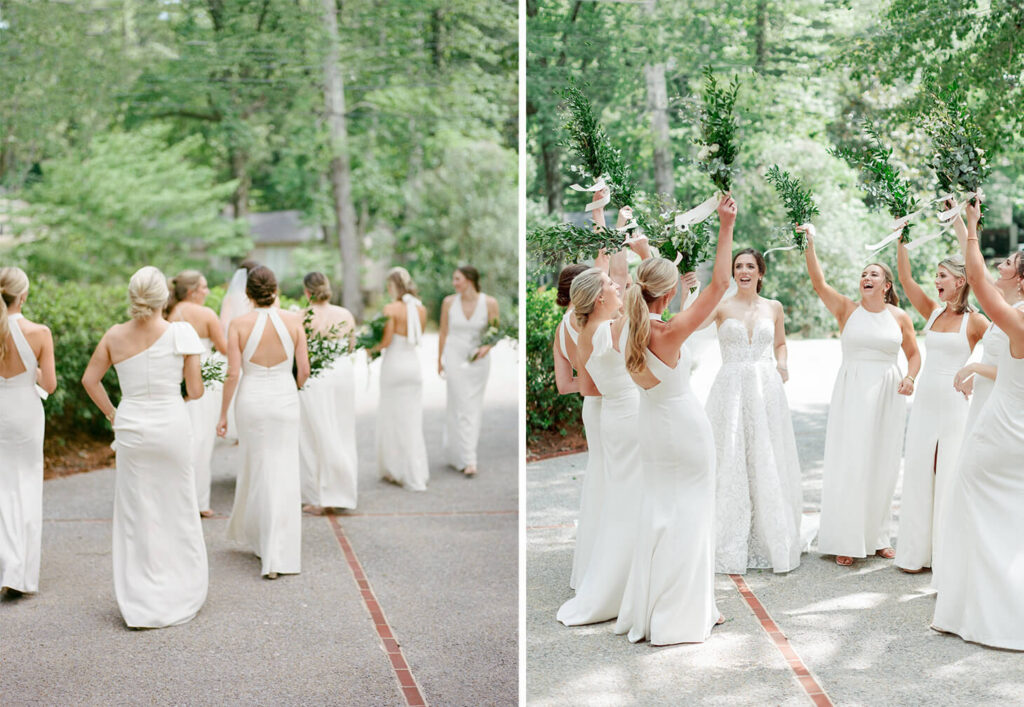 White bridesmaid dresses at a St. Luke's Episcopal wedding in Birmingham, AL