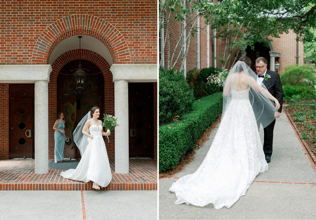 First Look with dad at a St. Luke's Episcopal wedding in Birmingham, AL