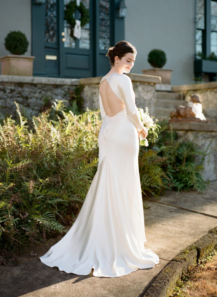 Reformation wedding dress at a Wedding at home in Birmingham AL 