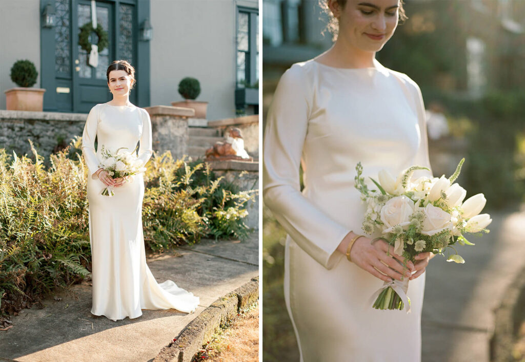 Reformation wedding dress at a Wedding at home in Birmingham AL 