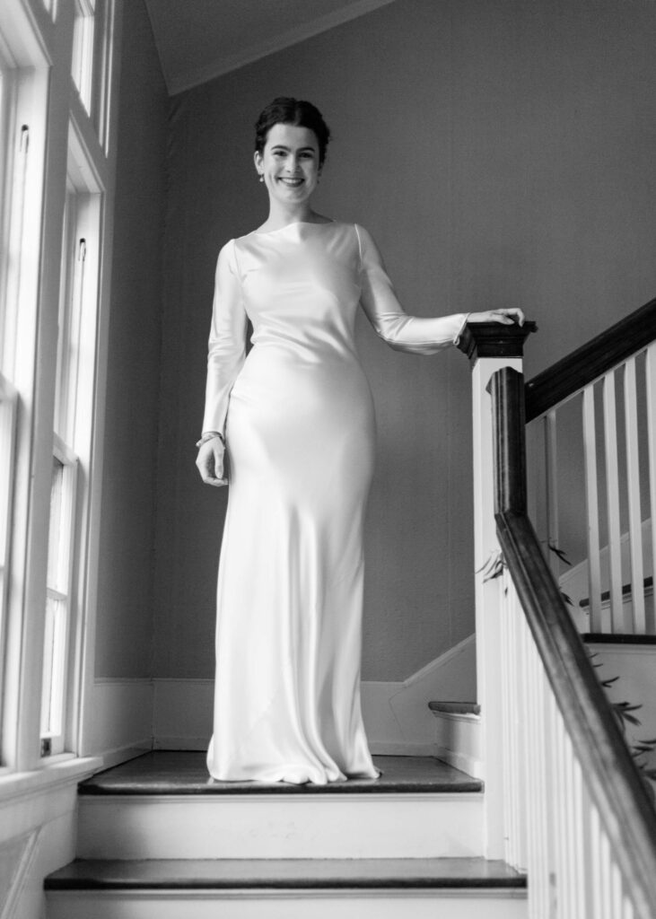 Reformation wedding dress at a Wedding at home in Birmingham AL 