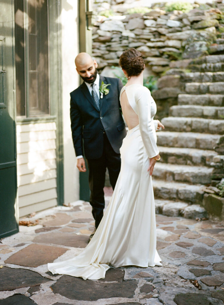 Reformation wedding dress at a Wedding at home in Birmingham AL