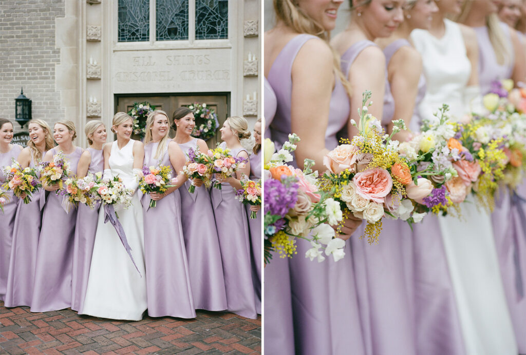 Lavendar bridesmaid dresses at an All Saints Episcopal Church wedding in Birmingham