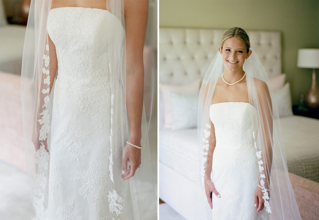 Anne Barge strapless lace wedding dress