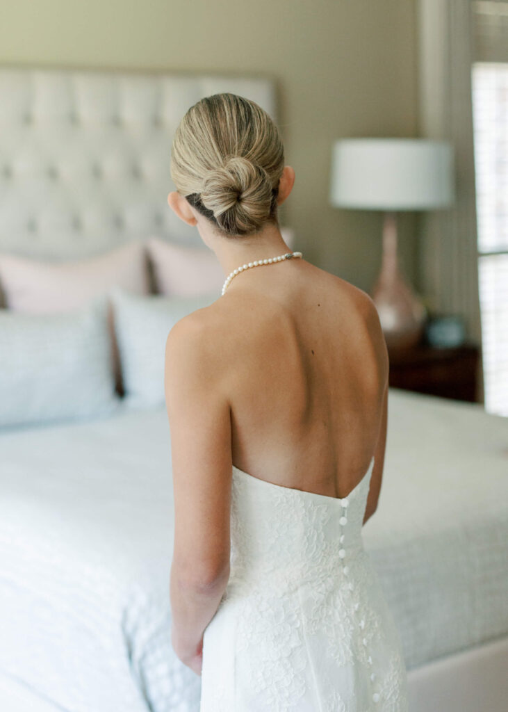 Anne Barge strapless lace wedding dress