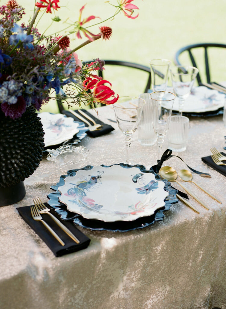 Gucci inspired styled shoot at Camp Lucy with Christian Lacroix tableware
