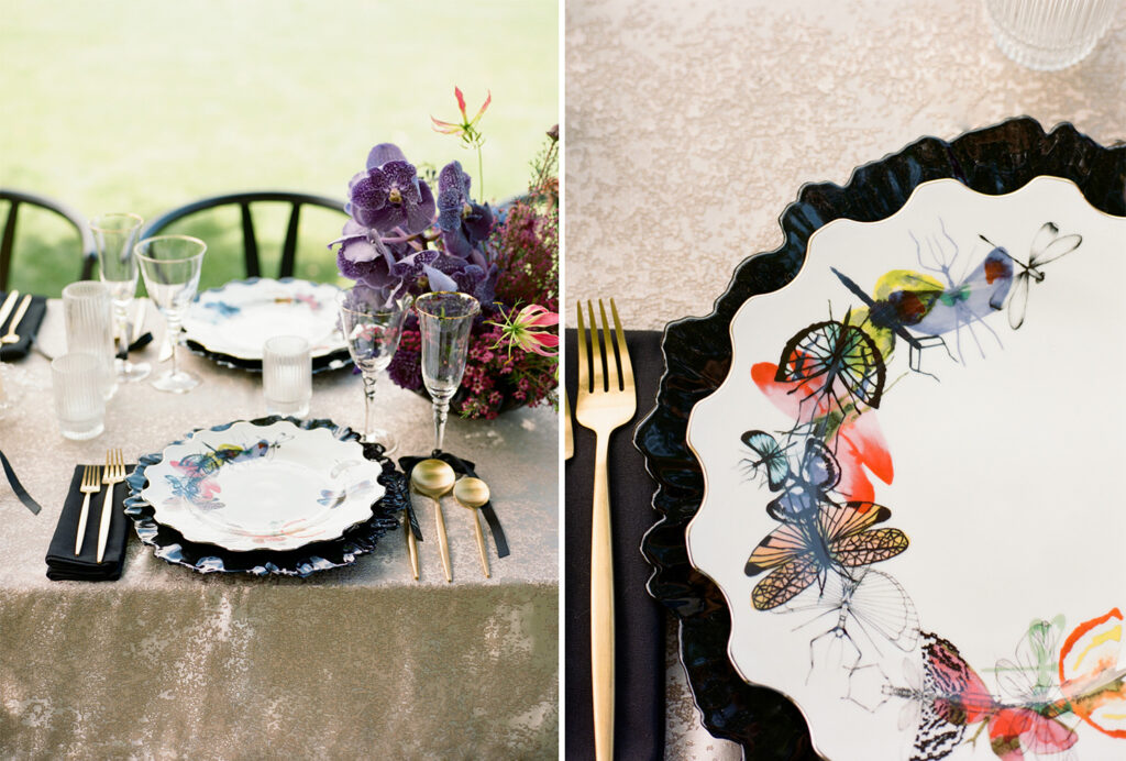 Gucci inspired styled shoot at Camp Lucy with Christian Lacroix tableware