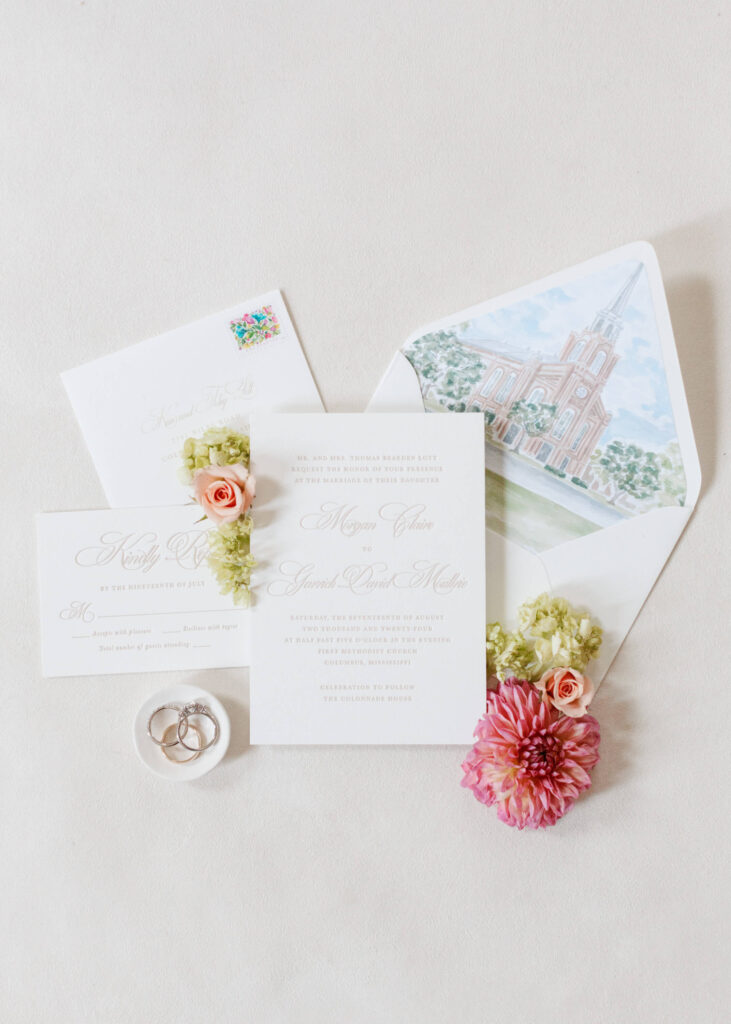 Molly Chain Collectiv invitation suite for a Columbus, MS wedding
