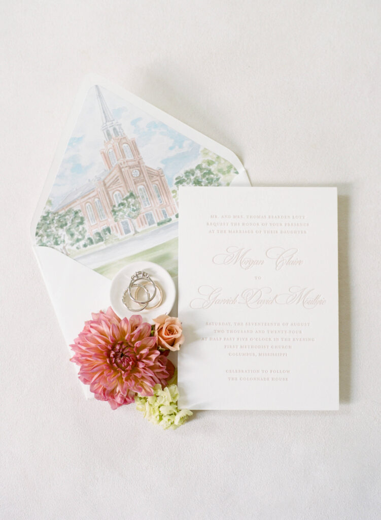 Molly Chain Collectiv invitation suite for a Columbus, MS wedding