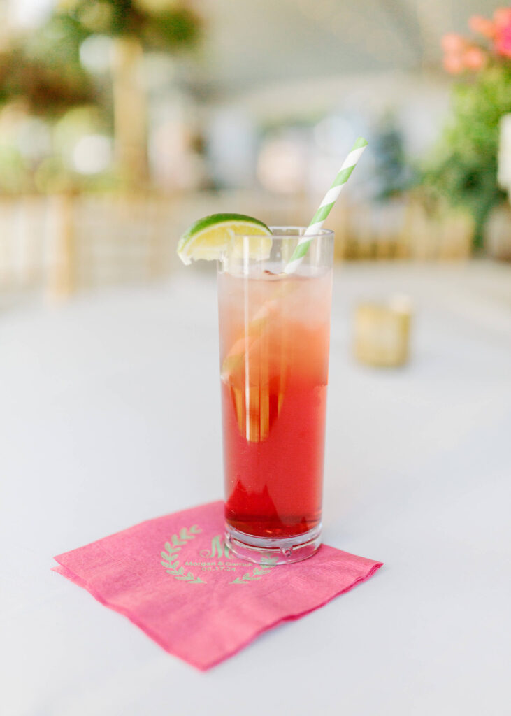Signature cocktail at a wedding at The Colonnade House in Columbus, MS