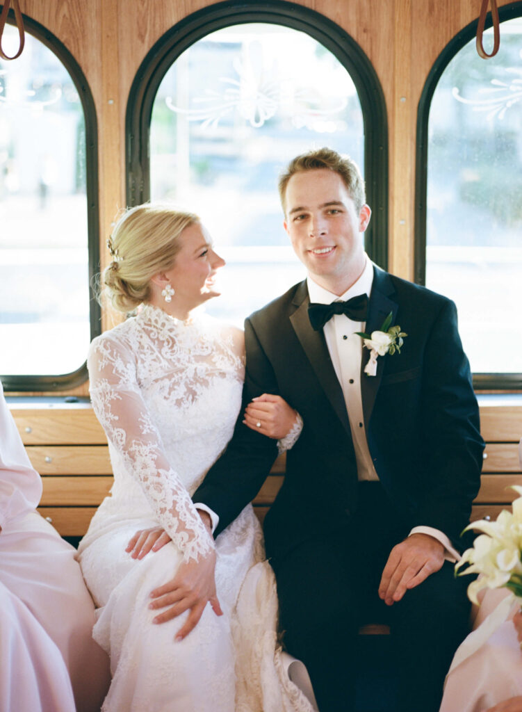 Wedding photos on a trolley by Birmingham film wedding 