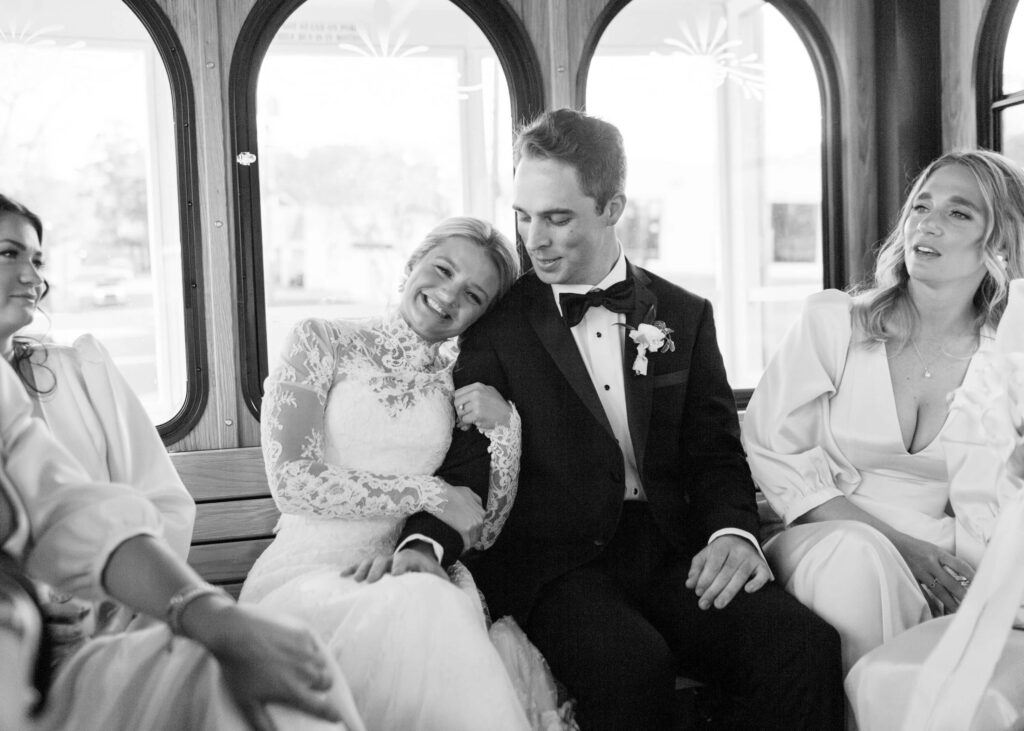 Wedding photos on a trolley by Birmingham film wedding photographer