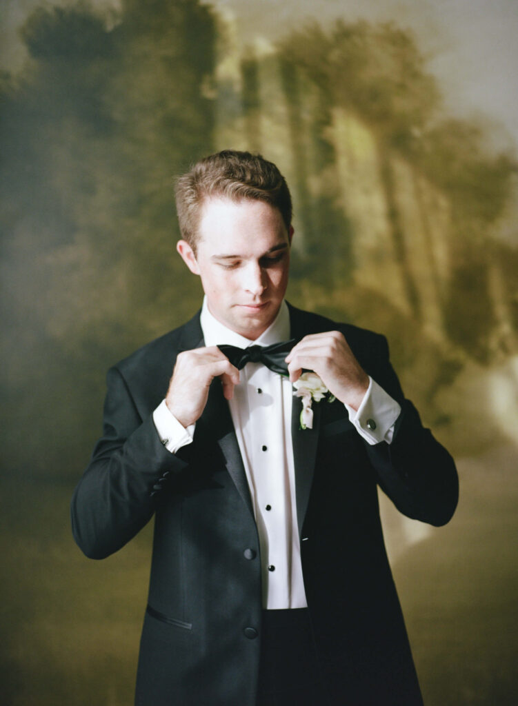 Wedding photos on film in in the green room at The Farrell in Birmingham, AL