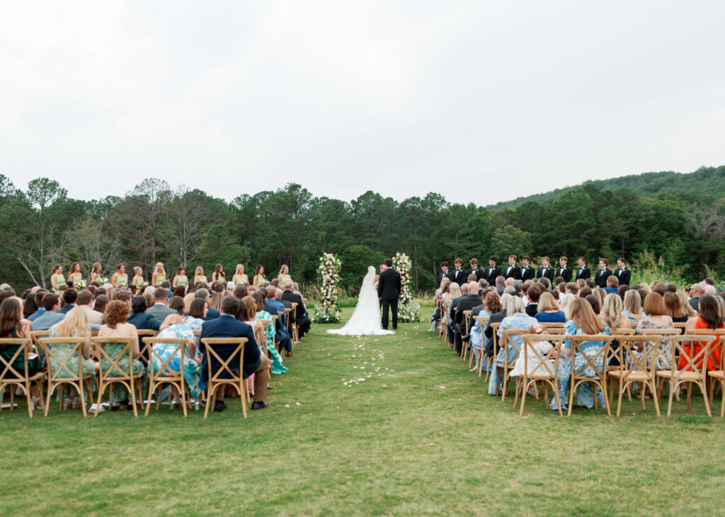 Outdoor wedding at Ridge Pointe wedding venue, shot on film