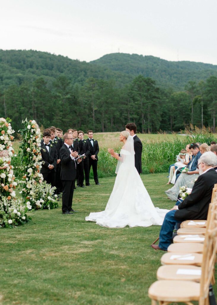 Outdoor wedding at Ridge Pointe wedding venue, shot on film