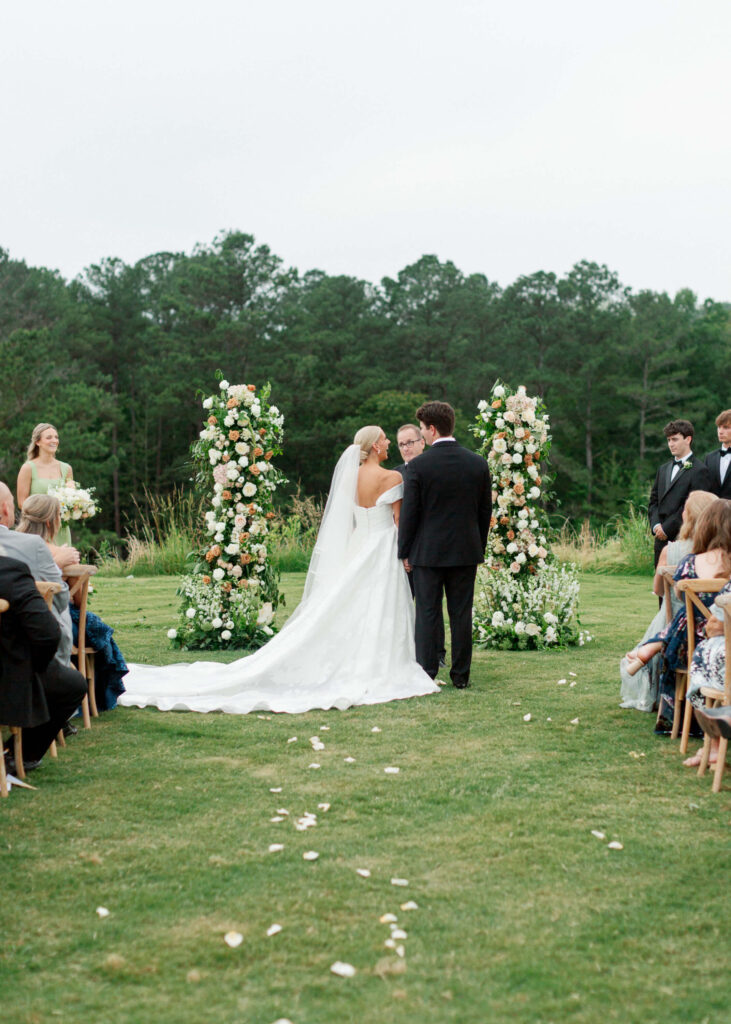Outdoor wedding at Ridge Pointe wedding venue, shot on film