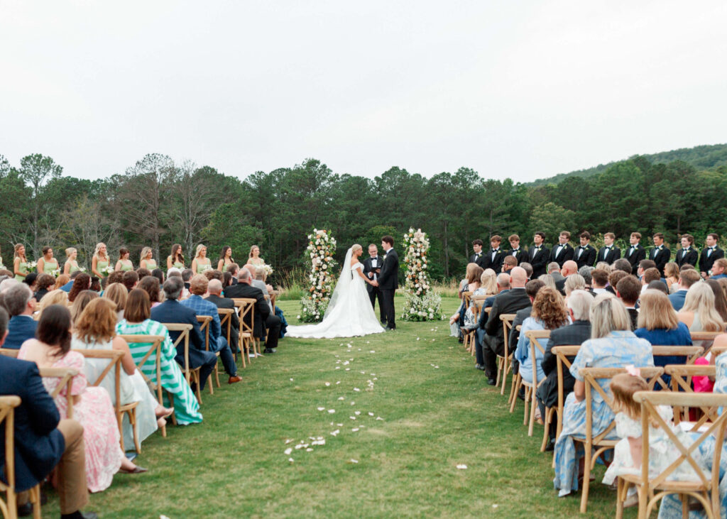 Outdoor wedding at Ridge Pointe wedding venue, shot on film