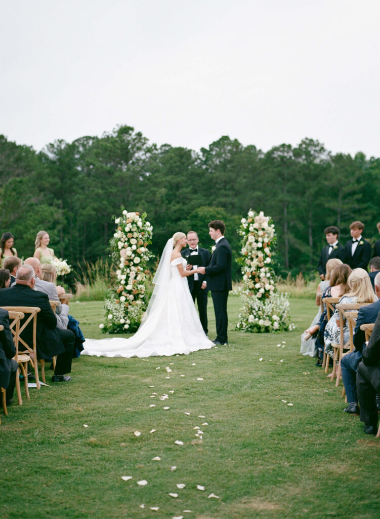 Outdoor wedding at Ridge Pointe wedding venue, shot on film