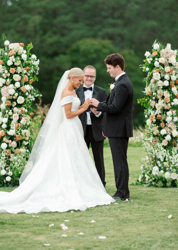 Outdoor wedding at Ridge Pointe wedding venue, shot on film