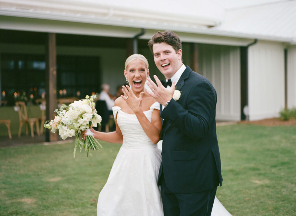 Outdoor wedding at Ridge Pointe wedding venue, shot on film