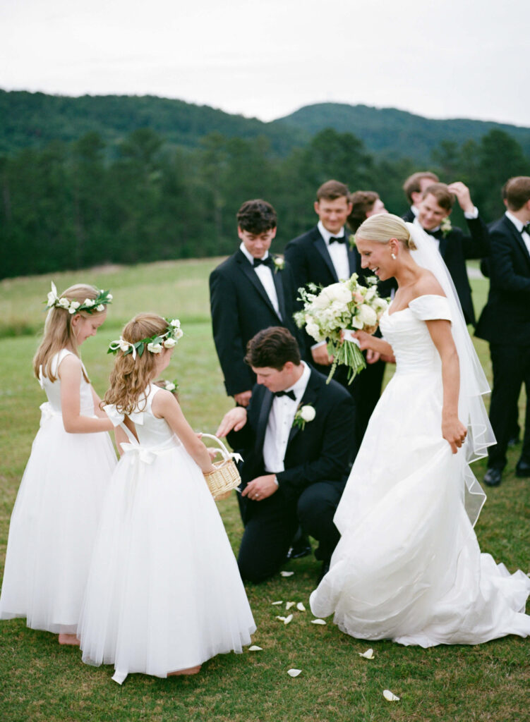 Outdoor wedding at Ridge Pointe wedding venue, shot on film