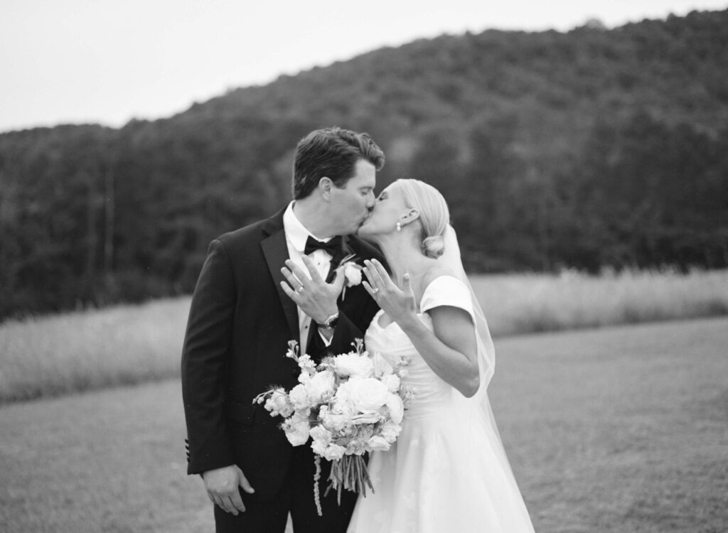 Outdoor wedding at Ridge Pointe wedding venue, shot on film
