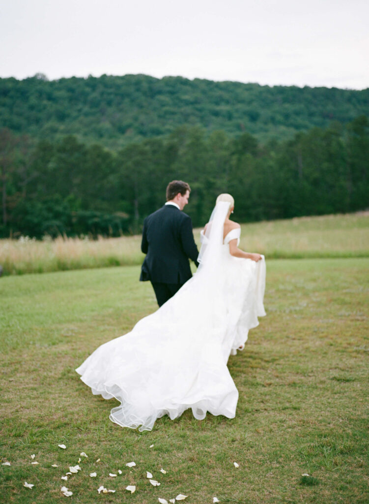 Outdoor wedding at Ridge Pointe wedding venue, shot on film