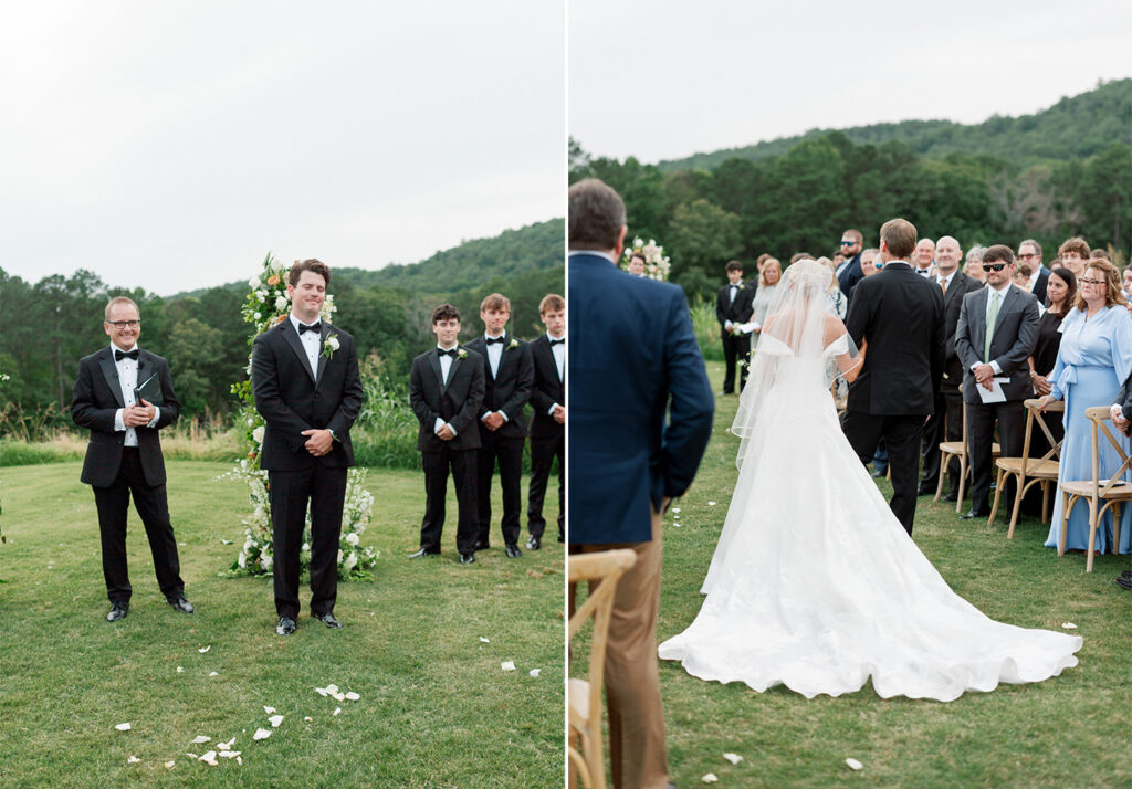 Outdoor wedding at Ridge Pointe wedding venue, shot on film