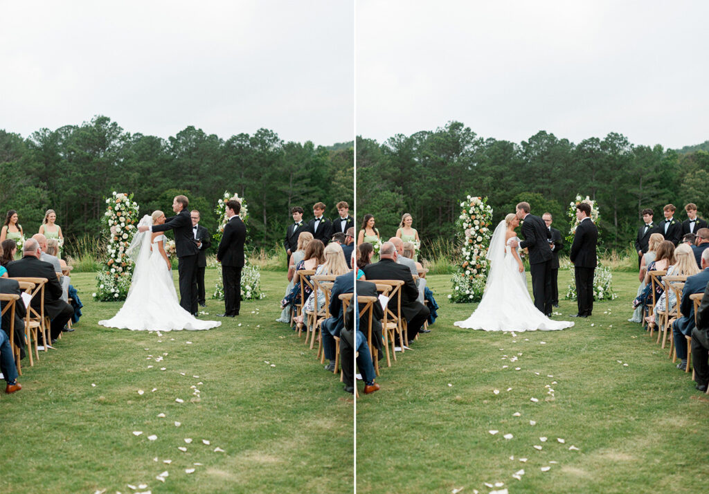 Outdoor wedding at Ridge Pointe wedding venue, shot on film