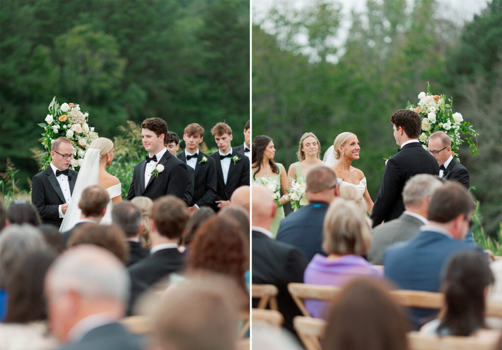 Outdoor wedding at Ridge Pointe wedding venue, shot on film