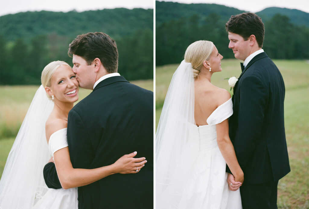 Outdoor wedding at Ridge Pointe wedding venue, shot on film