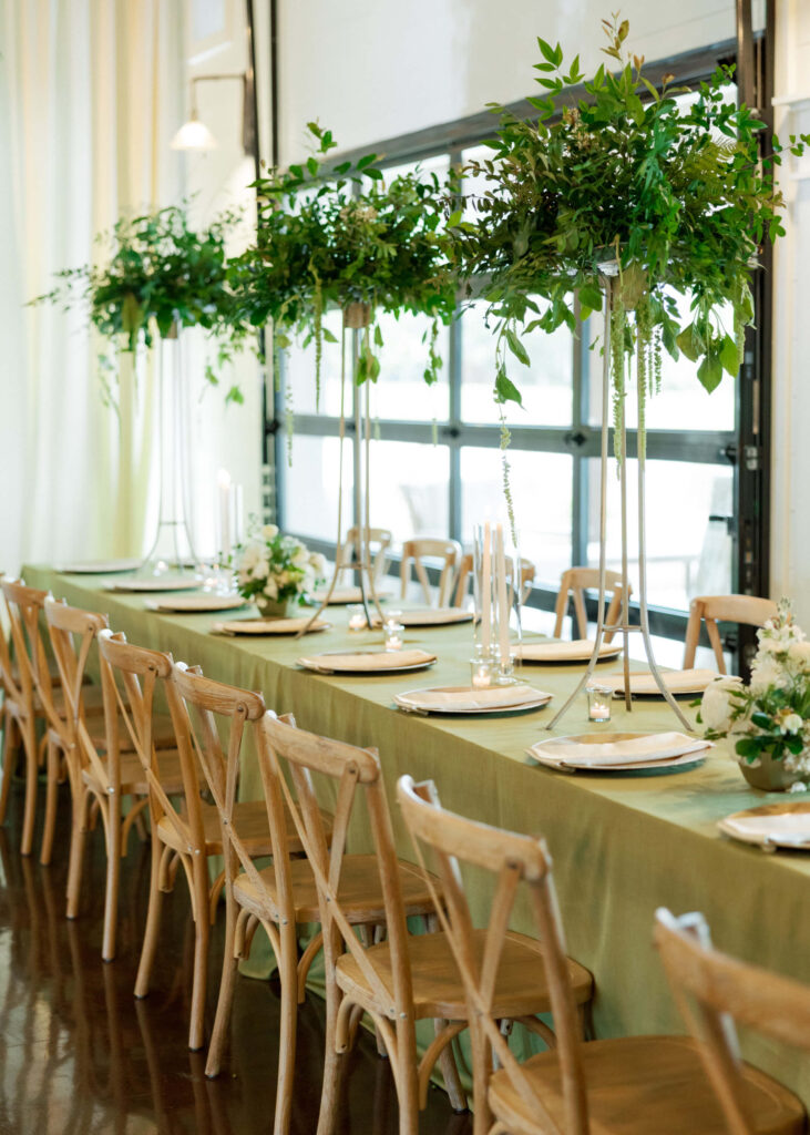 Green wedding reception at Ridge Pointe in Alpine, AL